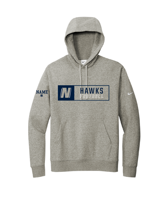 Adult Unisex Nike Club Fleece Sleeve Swoosh Pullover Hoodie (Heather Gray)