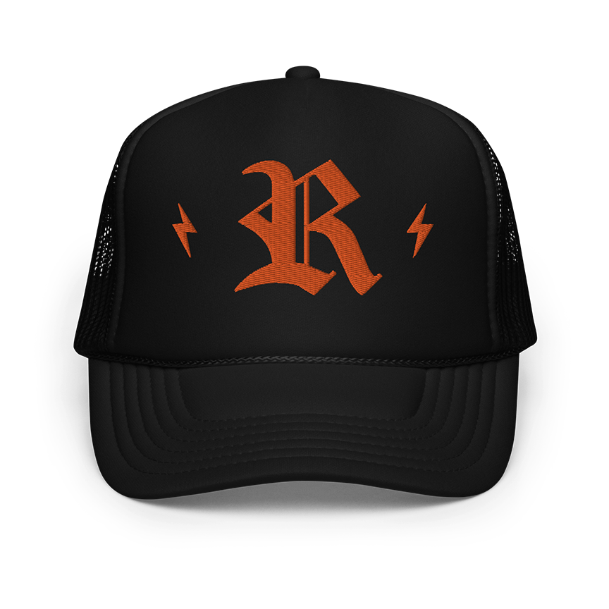 "R" with bolts foam trucker hat