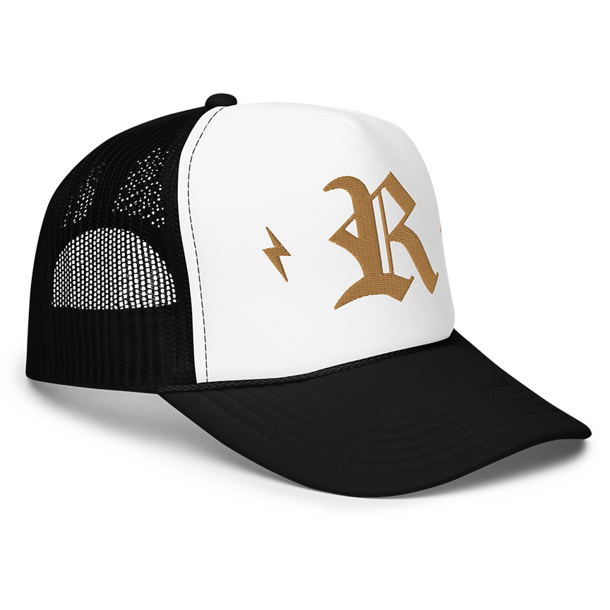 "R" with bolts foam trucker hat