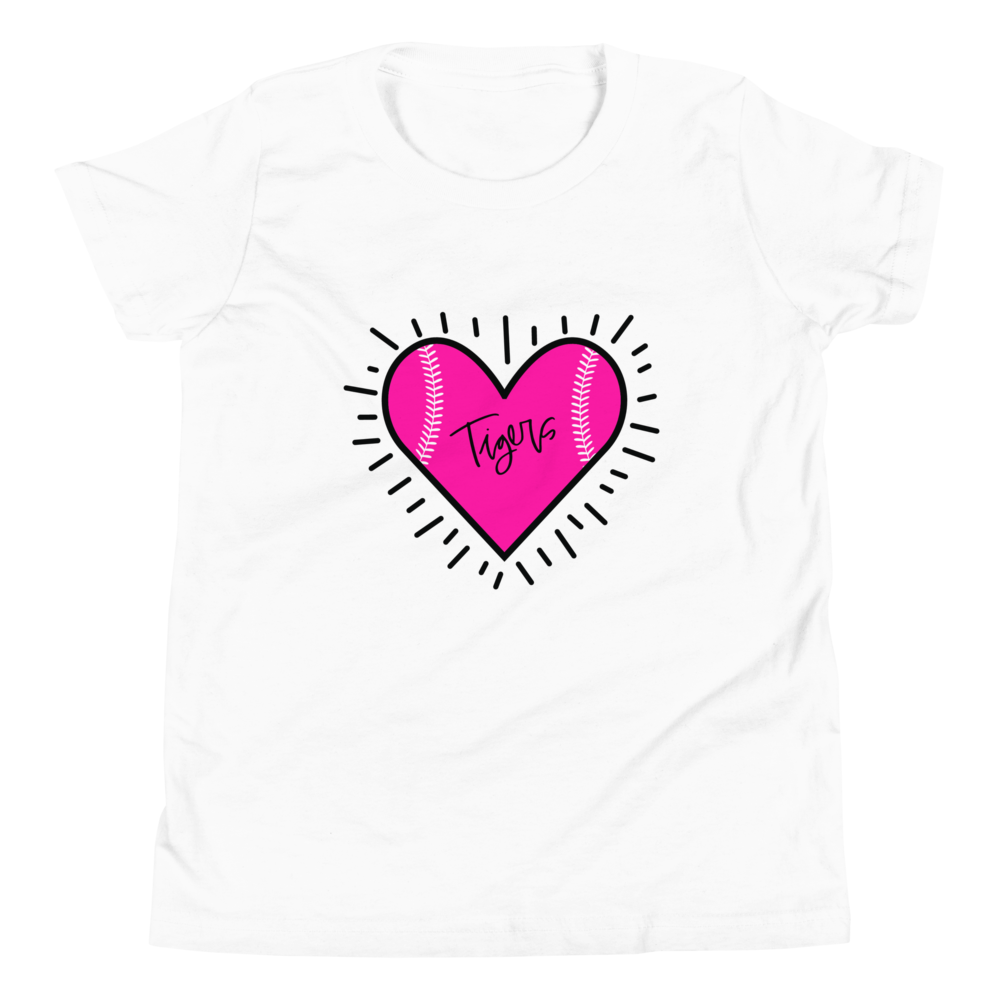 Youth Softball Heart T Shirt
